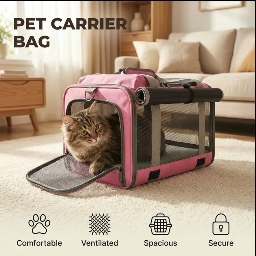 Pet Carrier with Foldable Design and Reinforced Handles~ BLUE